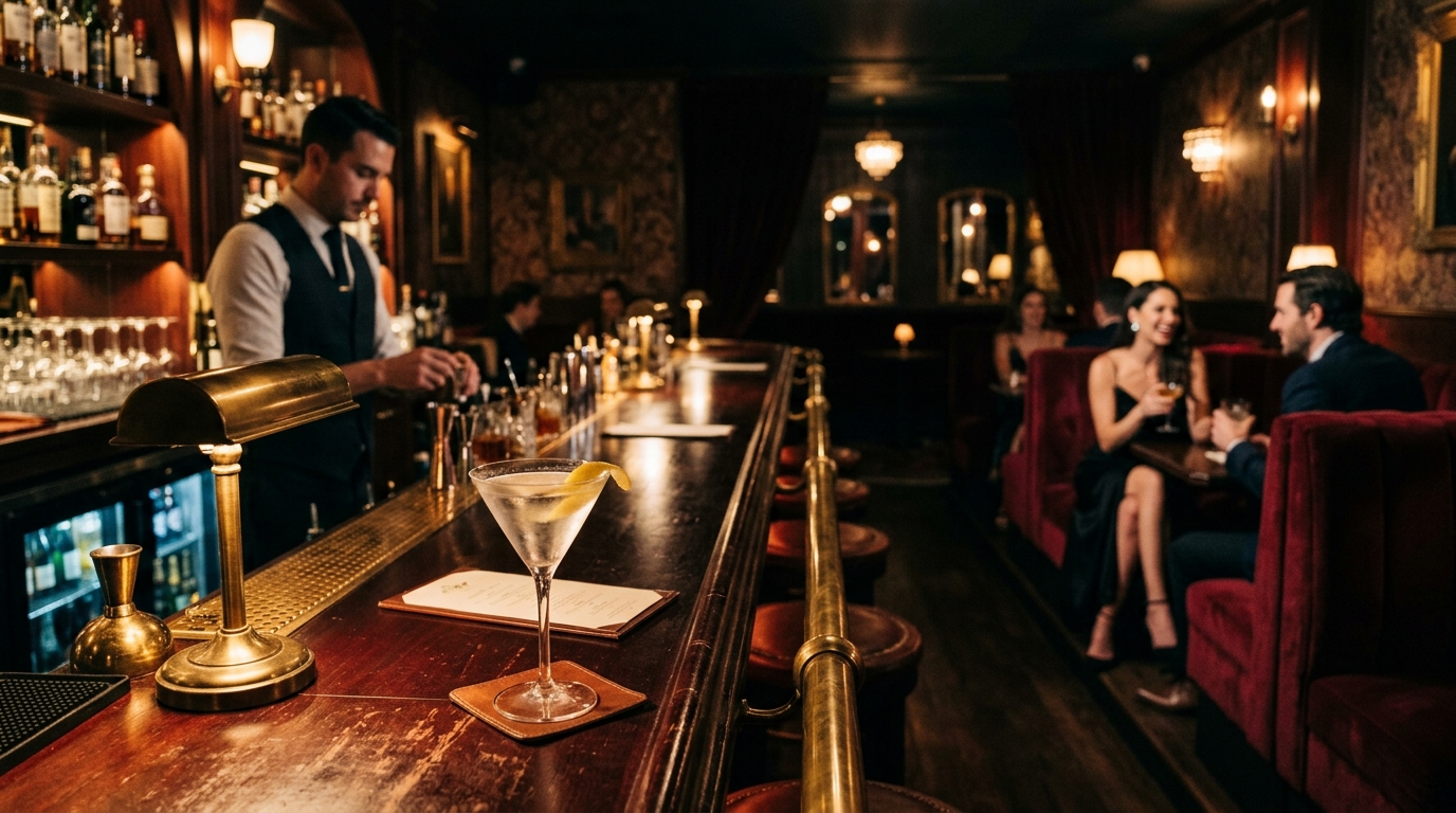 Manhattan Speakeasy Cocktail Lounge at Night - Party Manhattan